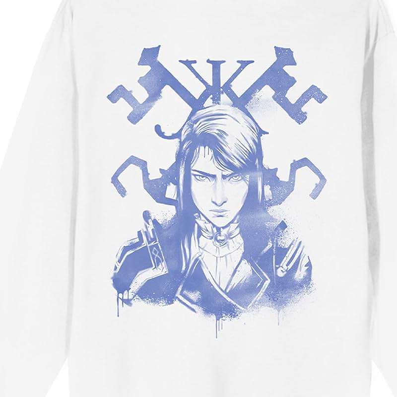 Arcane League Of Legends Caitlyn Adult White Crew Neck Long Sleeve Sweatshirt - Image 2