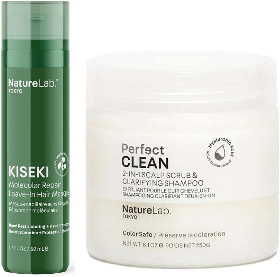 NATURELAB. TOKYO Kiseki Molecular Repair Leave-In Hair Masque & Perfect Clean Clarifying Scalp Scrub - Image 1