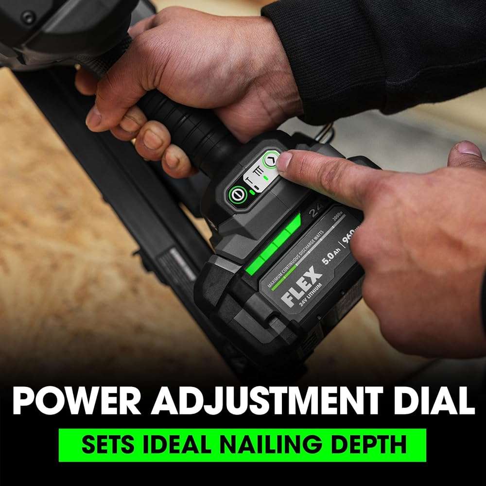 FLEX 24V Brushless 21° Framing Nailer Kit, Zero Ramp-up Time, 3 Nails/Sec, Ideal for Framing, Sheathing and Decking, w/ 5.0Ah Lithium Battery & 160W Fast Charger - FX4351A-1C - Image 5