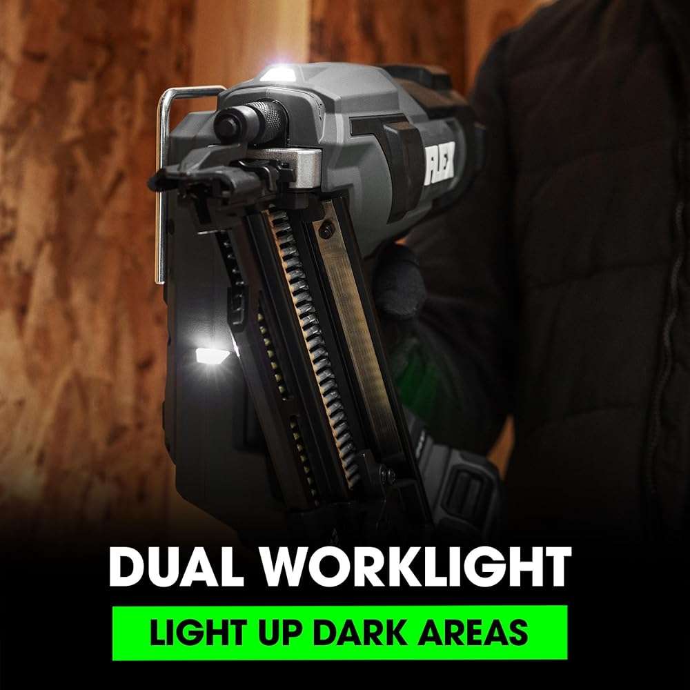 FLEX 24V Brushless 21° Framing Nailer Kit, Zero Ramp-up Time, 3 Nails/Sec, Ideal for Framing, Sheathing and Decking, w/ 5.0Ah Lithium Battery & 160W Fast Charger - FX4351A-1C - Image 6
