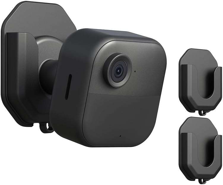 2 Pack Blink Camera No Drill No Screws Wall Mount Bracket for Blink Outdoor 4 /Blink Mini/Mini 2 /Blink Indoor Cameras, HBV Adhesive Mount(KMOUANTS Black Wall Mount for Blink Cameras) - Image 1