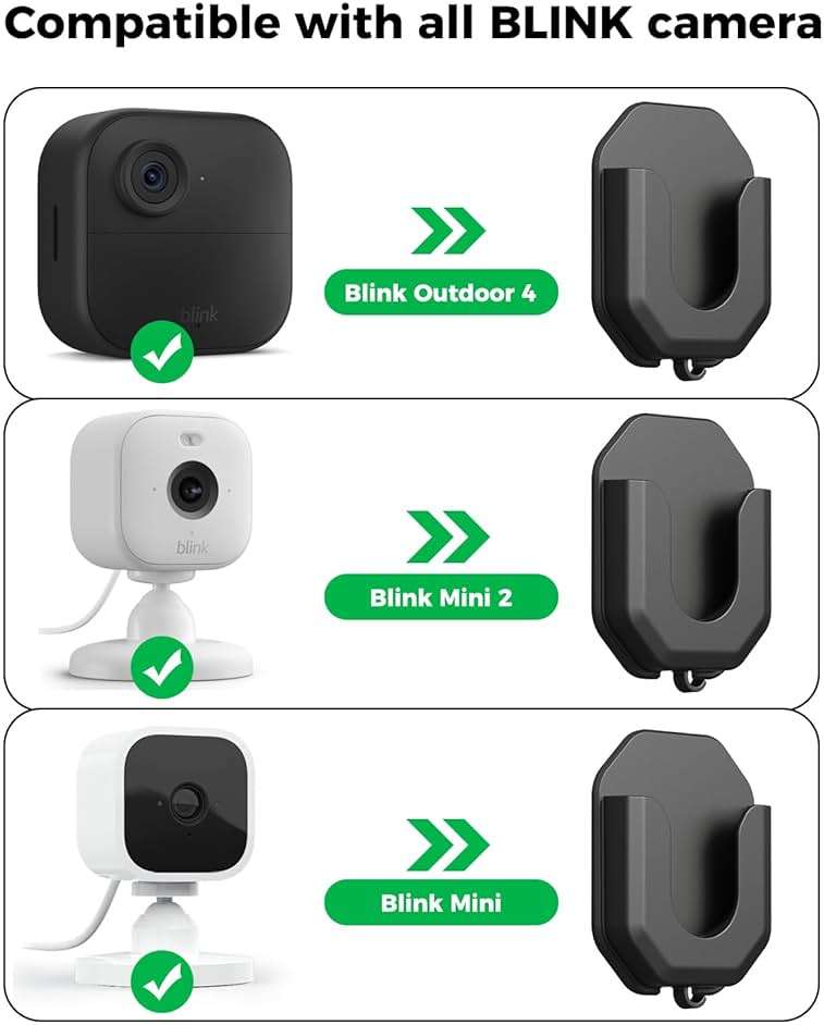 2 Pack Blink Camera No Drill No Screws Wall Mount Bracket for Blink Outdoor 4 /Blink Mini/Mini 2 /Blink Indoor Cameras, HBV Adhesive Mount(KMOUANTS Black Wall Mount for Blink Cameras) - Image 2
