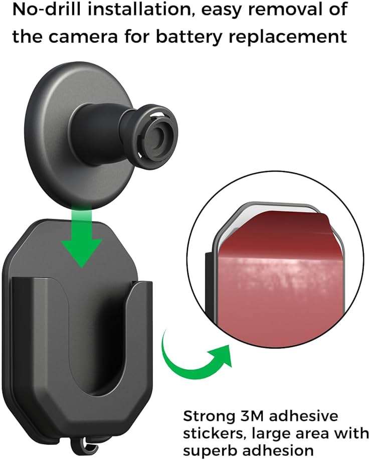 2 Pack Blink Camera No Drill No Screws Wall Mount Bracket for Blink Outdoor 4 /Blink Mini/Mini 2 /Blink Indoor Cameras, HBV Adhesive Mount(KMOUANTS Black Wall Mount for Blink Cameras) - Image 3