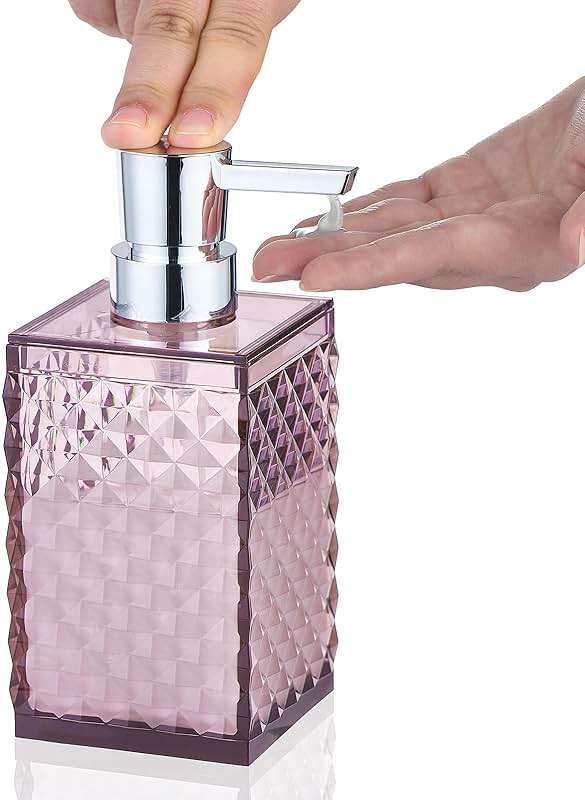 Yueranhu 6 Piece Mauve Bathroom Accessories Set - High-Clarity Shatterproof Acrylic - Includes Soap Dispenser, Toothbrush Holder, Tumbler Cup, Soap Dish, & Toilet Brush with Holder - Modern Bath Decor - Image 5
