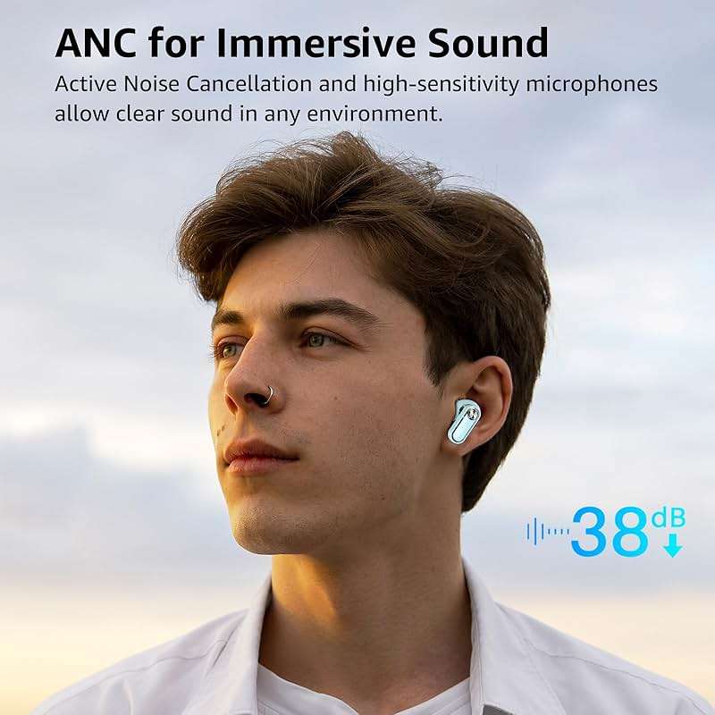 TOZO Crystal Pods Hybrid Active Noise Cancelling Wireless Earbuds, 10mm Drivers Deep Bass, 4 Mics Smart ENC AI Calls, Real-Time AI Translation, 32 EQ via App, Bluetooth 5.4, Crystal Design - Image 3