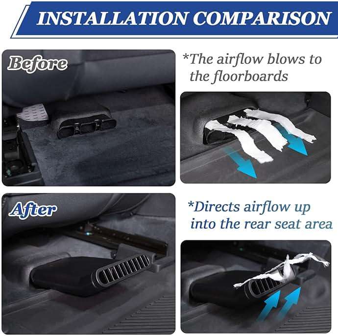 TOPINSTALL Rear Seat Vent Extender Compatible with 2021-2026 Ford Bronco 4 Doors, Plug-in Cooler Summer Air Vent Deflectors for Rear Seat Passenger 2PCS (Fit for OEM & Regular Floor Mats) - Image 3