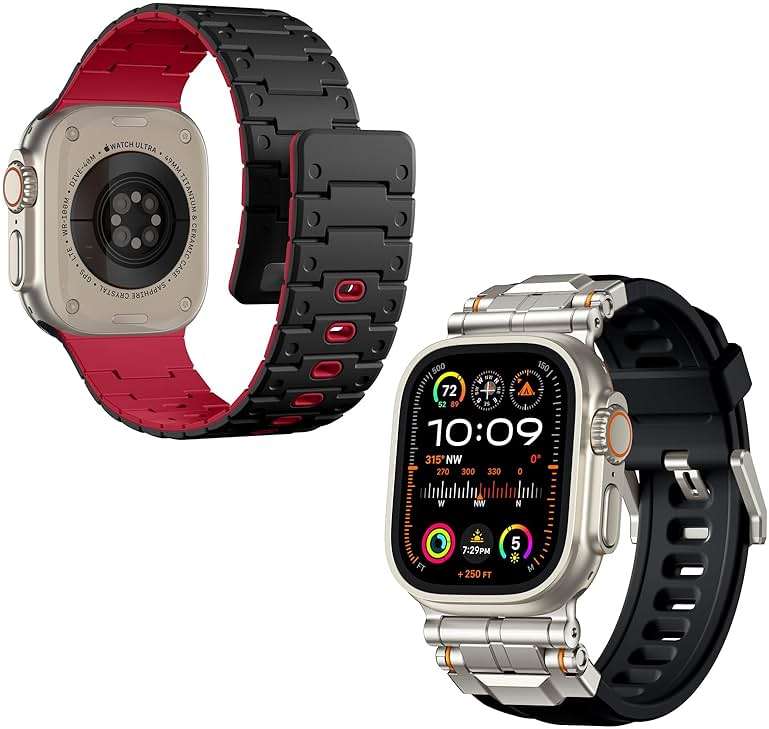 Bandletic Magnetic Watchband + Sport Rugged Strap Compatible with Apple Watch Ultra 2/Ultra Band 49mm - Waterproof Strap for for iWatch Series SE2/SE/10/9/8/7/6/5 46mm 45mm 44mm 42mm (Series 3/2/1) - Image 1