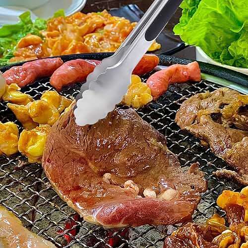 12 Pcs Serving Tongs for Cooking, 7" 9" 12" Heavy Duty Stainless Steel Lockable Kitchen Salad Tongs Small Grill Tong for Food, BBQ, Toaster, Non-slip Grip - Image 2