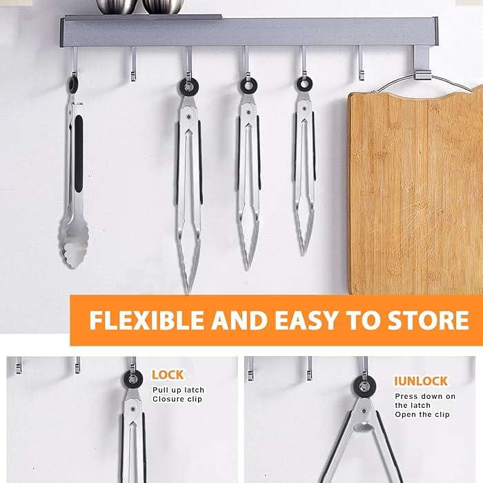 12 Pcs Serving Tongs for Cooking, 7" 9" 12" Heavy Duty Stainless Steel Lockable Kitchen Salad Tongs Small Grill Tong for Food, BBQ, Toaster, Non-slip Grip - Image 4