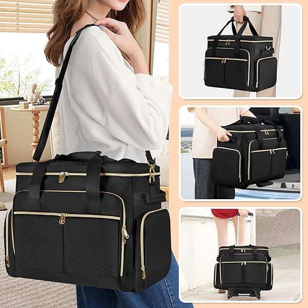 Prokva Rolling Scrapbook Bag, Scrapbook Storage Tote Bag with Wheels, Craft Cart Organizer with Detachable Trolley, Art Supplies Organizer Bag for Artist Crafter Teacher, Black(Patent Design) - Image 5