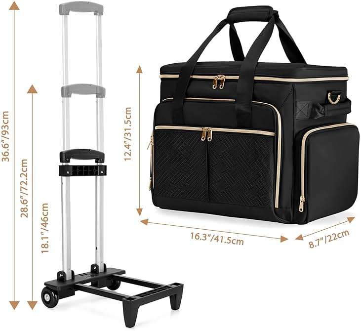 Prokva Rolling Scrapbook Bag, Scrapbook Storage Tote Bag with Wheels, Craft Cart Organizer with Detachable Trolley, Art Supplies Organizer Bag for Artist Crafter Teacher, Black(Patent Design) - Image 6