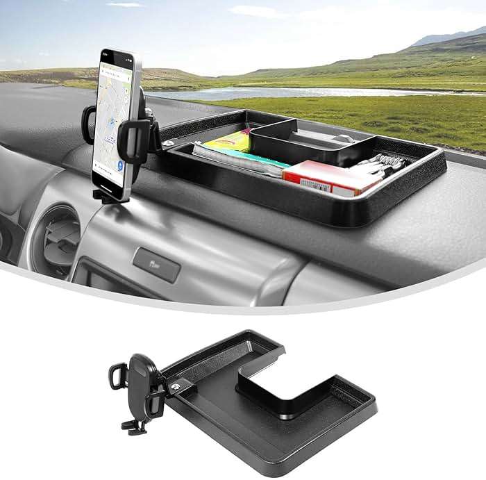 Linskip Dashboard Universal Smartphone Holder Tray Fit for 2009-2014 Ford F-150 Raptor, Rotates Vertical and Horizontal, Easy Push Action, Interior Accessories - Image 1
