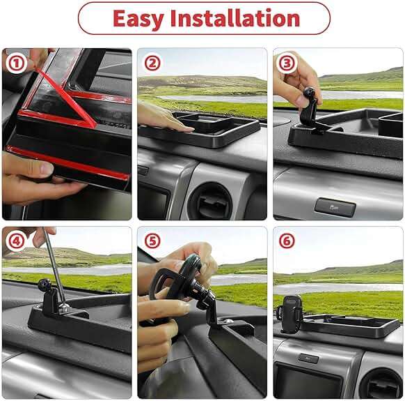 Linskip Dashboard Universal Smartphone Holder Tray Fit for 2009-2014 Ford F-150 Raptor, Rotates Vertical and Horizontal, Easy Push Action, Interior Accessories - Image 7