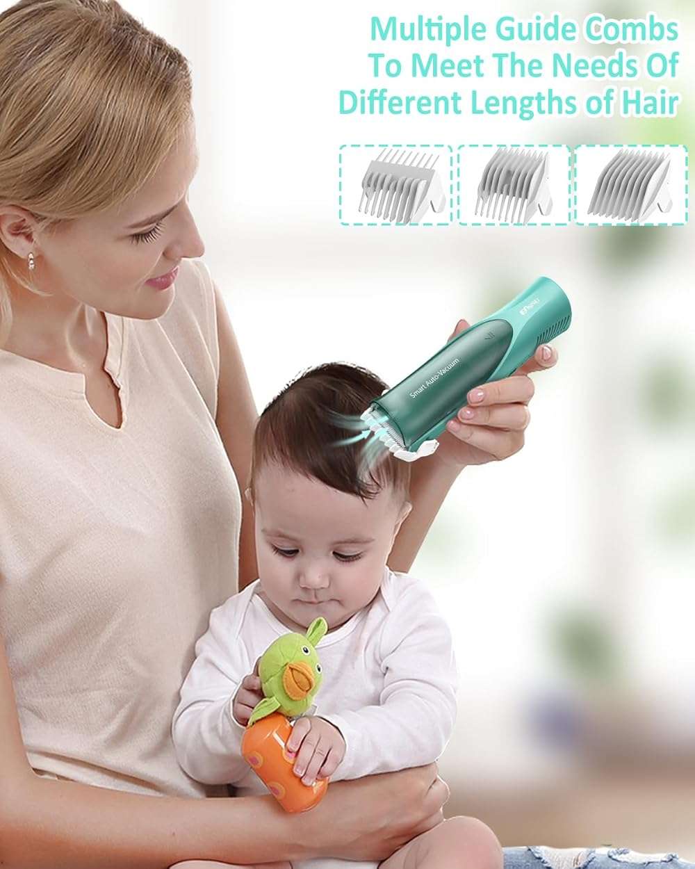 ENSSU Baby Hair Clipper,Vaccum Hair Clippers for Kids/Toddlers,Cordless Baby Hair Cutting Kit with Two Modes,Baby Hair Trimmer Haircut Machine in Large Hairs Storage Space,Rechargeable,Waterproof - Image 5