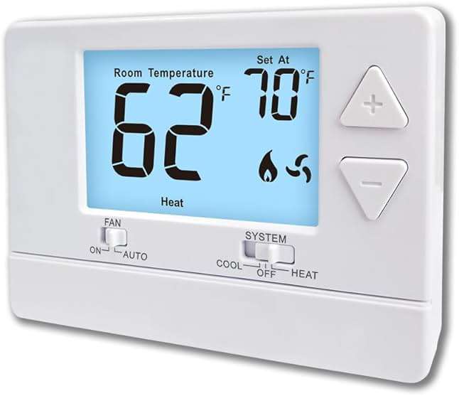 NonProgrammable Thermostat for Home, Digital Energy-Saving Thermostat,Single-Stage Systems, 1 Heat/1 Cool, Easy DIY Install,White Backlight - Image 1
