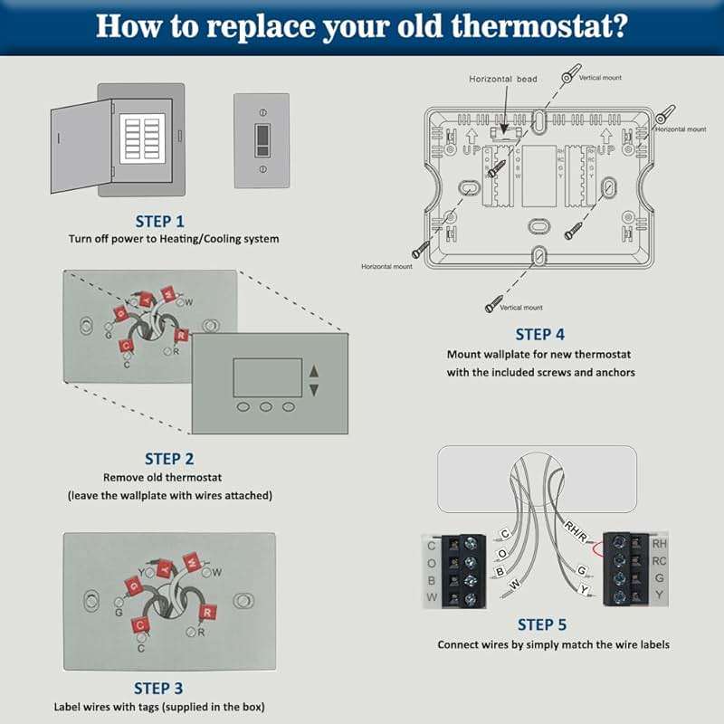NonProgrammable Thermostat for Home, Digital Energy-Saving Thermostat,Single-Stage Systems, 1 Heat/1 Cool, Easy DIY Install,White Backlight - Image 5