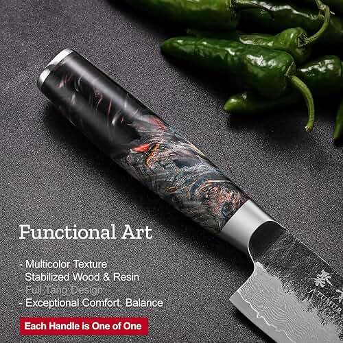 Japanese Chef Knife 8", Hand Forged 67-Layer Damascus VG10 Core Kitchen Knife for Home & Professional Chefs, Razor Sharp Chef's Knives with Leather Sheath, Premium Father Day Gift for Dad Husband - Image 5