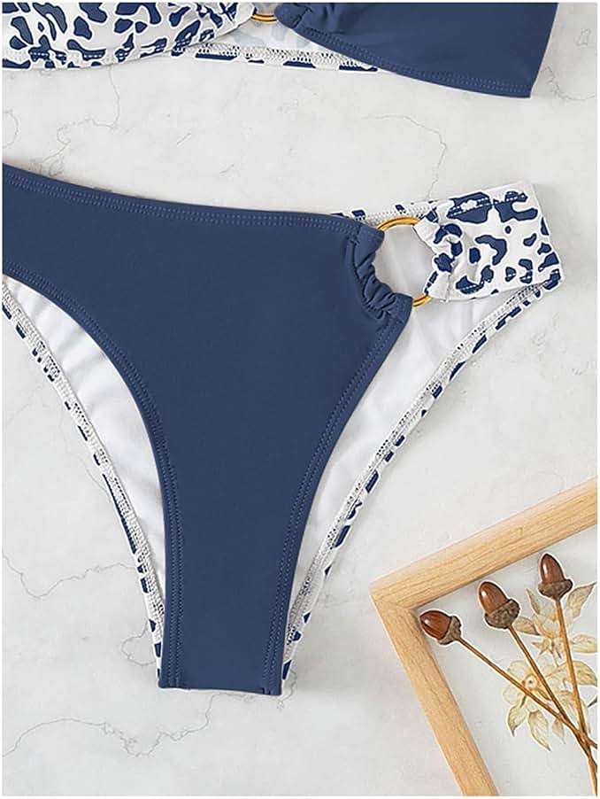 SweatyRocks Women's Leopard Print Bikini Set Color Block High Cut Cheeky Swimsuit 2 Piece Bathing Suit - Image 4