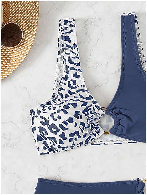 SweatyRocks Women's Leopard Print Bikini Set Color Block High Cut Cheeky Swimsuit 2 Piece Bathing Suit - Image 6