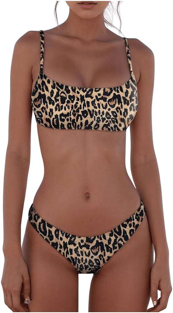 SweatyRocks Women's Leopard Print Bikini Set High Cut Low Rise 2 Piece Swimsuit Swimwear - Image 1