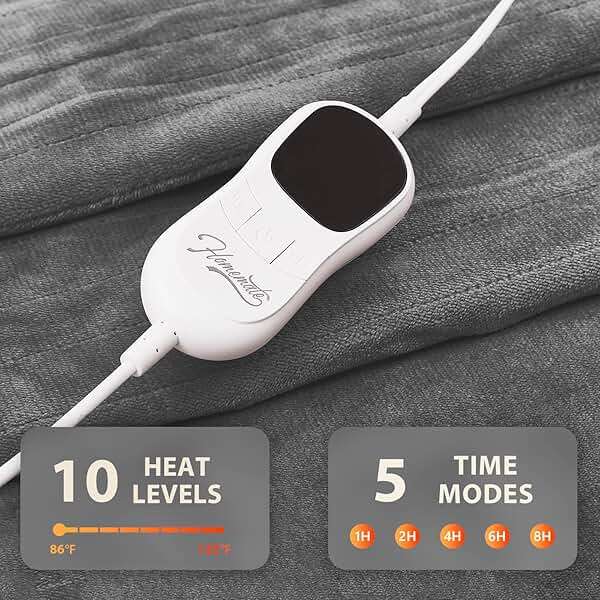 Homemate Electric Heated Blanket Full Size - 72"x84" Heating Blanket Full Size 1/2/4/6/8 Hours Auto-Off 10 Heat Level Over-Heat Protection Flannel Sherpa ETL Certification - Image 5