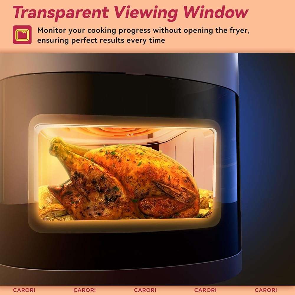 Air Fryer 12 Preset with Viewing Window, 6Qt Large Capacity, 400℉ Max Crisp, Airfryer, Bake, Roast, Dehydrate, Reheat, 1700W Quick Even Easy Meals, Nonstick Dishwasher Safe Basket - Image 5