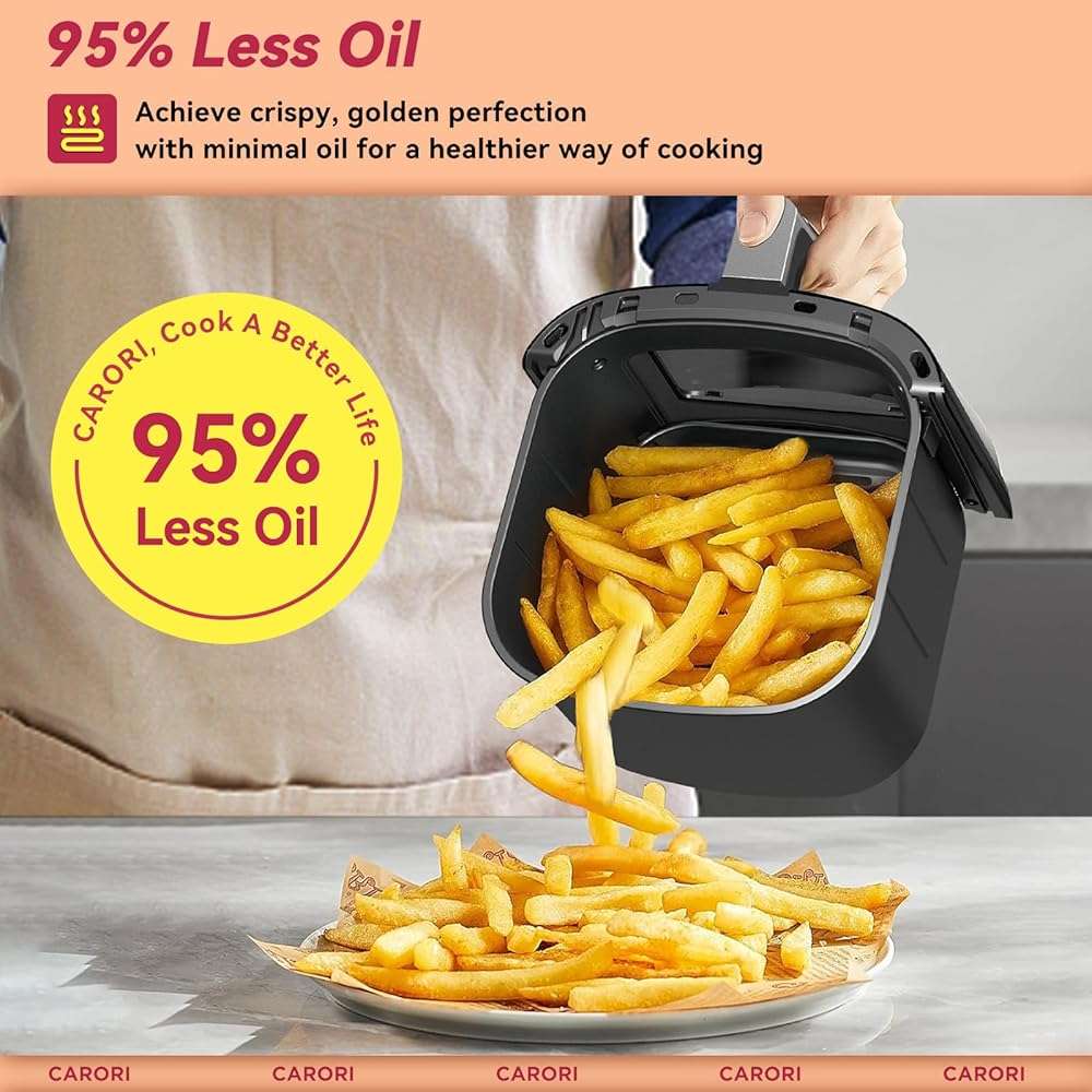 Air Fryer 12 Preset with Viewing Window, 6Qt Large Capacity, 400℉ Max Crisp, Airfryer, Bake, Roast, Dehydrate, Reheat, 1700W Quick Even Easy Meals, Nonstick Dishwasher Safe Basket - Image 7