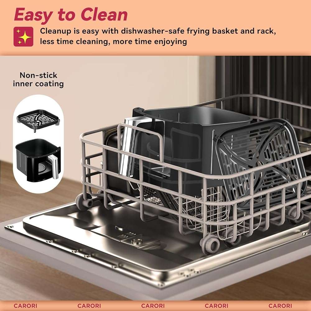 Air Fryer 12 Preset with Viewing Window, 6Qt Large Capacity, 400℉ Max Crisp, Airfryer, Bake, Roast, Dehydrate, Reheat, 1700W Quick Even Easy Meals, Nonstick Dishwasher Safe Basket - Image 9