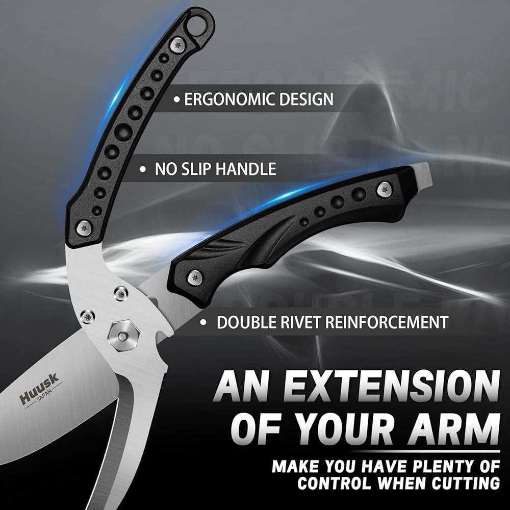 Huusk Kitchen Scissors for Food,Poultry Shears Heavy Duty with Serrated Edge,Detachable Meat Cutting Scissor for Chicken Bone And Turkey,Black Cooking Shear Thanksgiving - Image 5