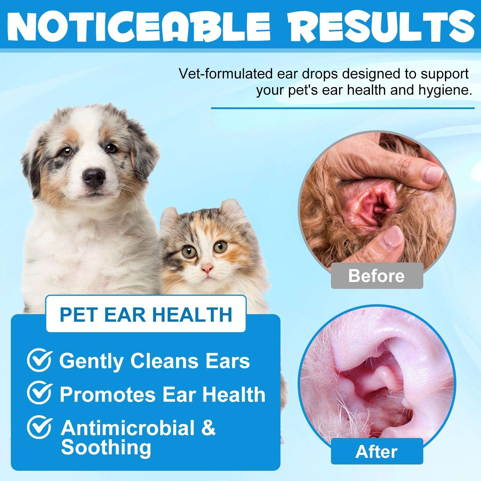 Ear Infection Treatment Drops for Dogs and Cats, Pets Ear Cleaning Solution Drops with 1% Hydrocortisone Soothing Dog Yeast Infection, Itchy Ear Relief, Pet Ear Care Supplies for Dogs & Cats - 2 fl oz - Image 7
