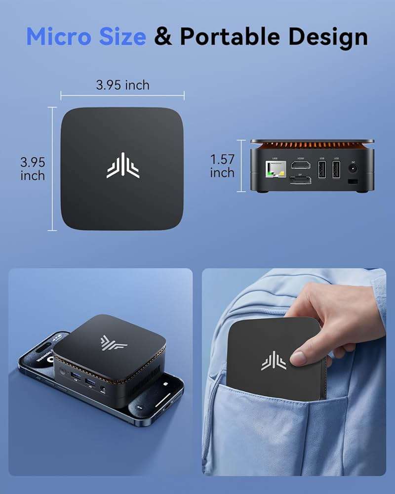 KAMRUI Essenx E1 Mini PC, 16GB DDR4 RAM 512GB M.2 SSD, Mini Computer Twin Lake N150 (Beat N100/N95,up to 3.6GHz), Desktop Computer Dual 4K, Ethernet, WiFi, Bluetooth for Business, Office, Home - Image 9