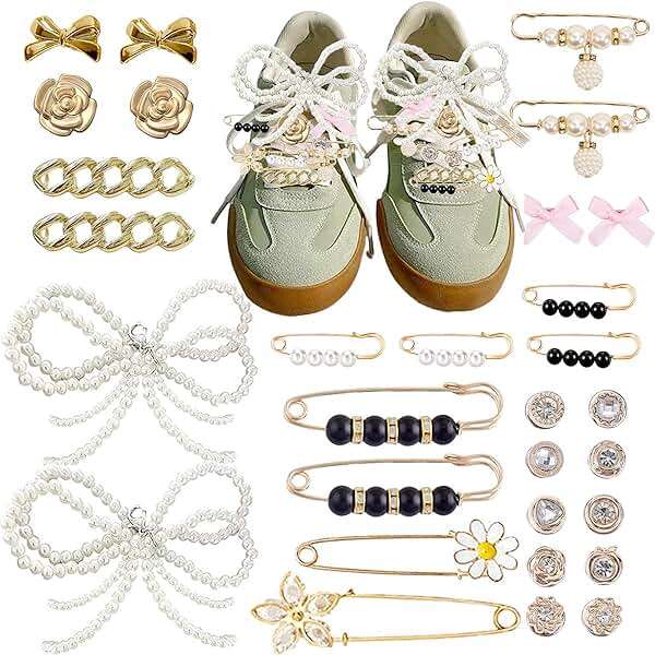 BIIQAKOO Shoe Charms for Sneaker Fashion Charm for Socks Junk Socks Charms Safety Pins Brooches and Pins for Women Jewelry Charm Kit Suitable for Christmas Gifts - Image 1