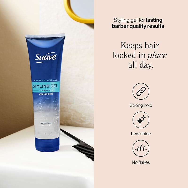Suave Barber Essentials Styling Gel for Men, Strong Hold and Low Shine, No Flakes, Barber-Quality Results, 9 oz - Image 2