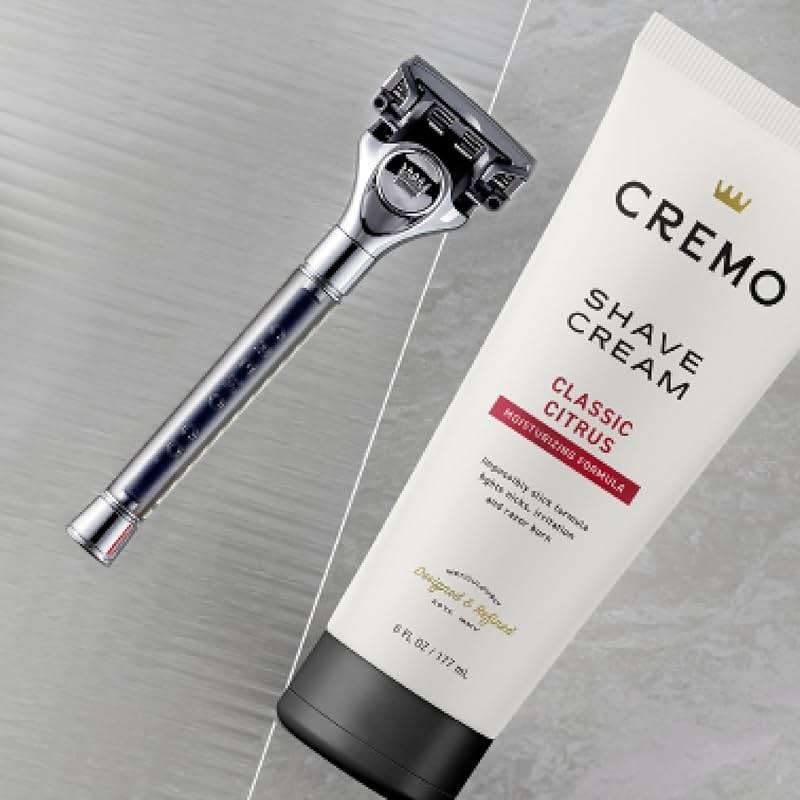 Cremo Original Shave Gift Set for Men, includes Impossibly-Slick 6 oz Shaving Cream, Chrome Barber Grade Razors for Men and four Razor Blades Refills - Image 4