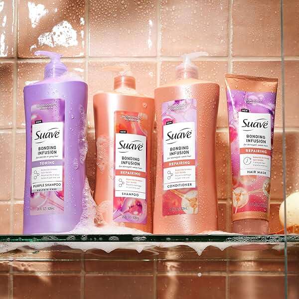 Suave Bonding Infusion Repairing Shampoo, pH Balanced, Infused with Amino Acids and Citric Acid, for Weak or Damaged Hair, 28oz Pump, 4 Pack - Image 6