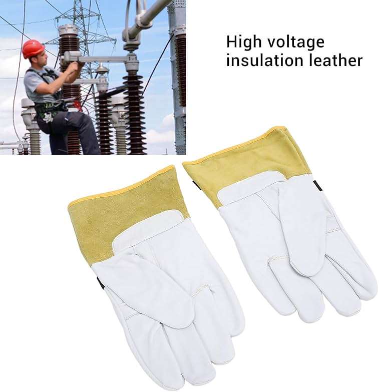 Yosoo Health Gear Leather Work Gloves Cover, Insulated Gloves, Electrician Gloves with Non Slip Design, for Household Appliances, Mechanical Equipment - Image 6