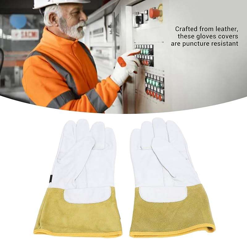 Yosoo Health Gear Leather Work Gloves Cover, Insulated Gloves, Electrician Gloves with Non Slip Design, for Household Appliances, Mechanical Equipment - Image 7