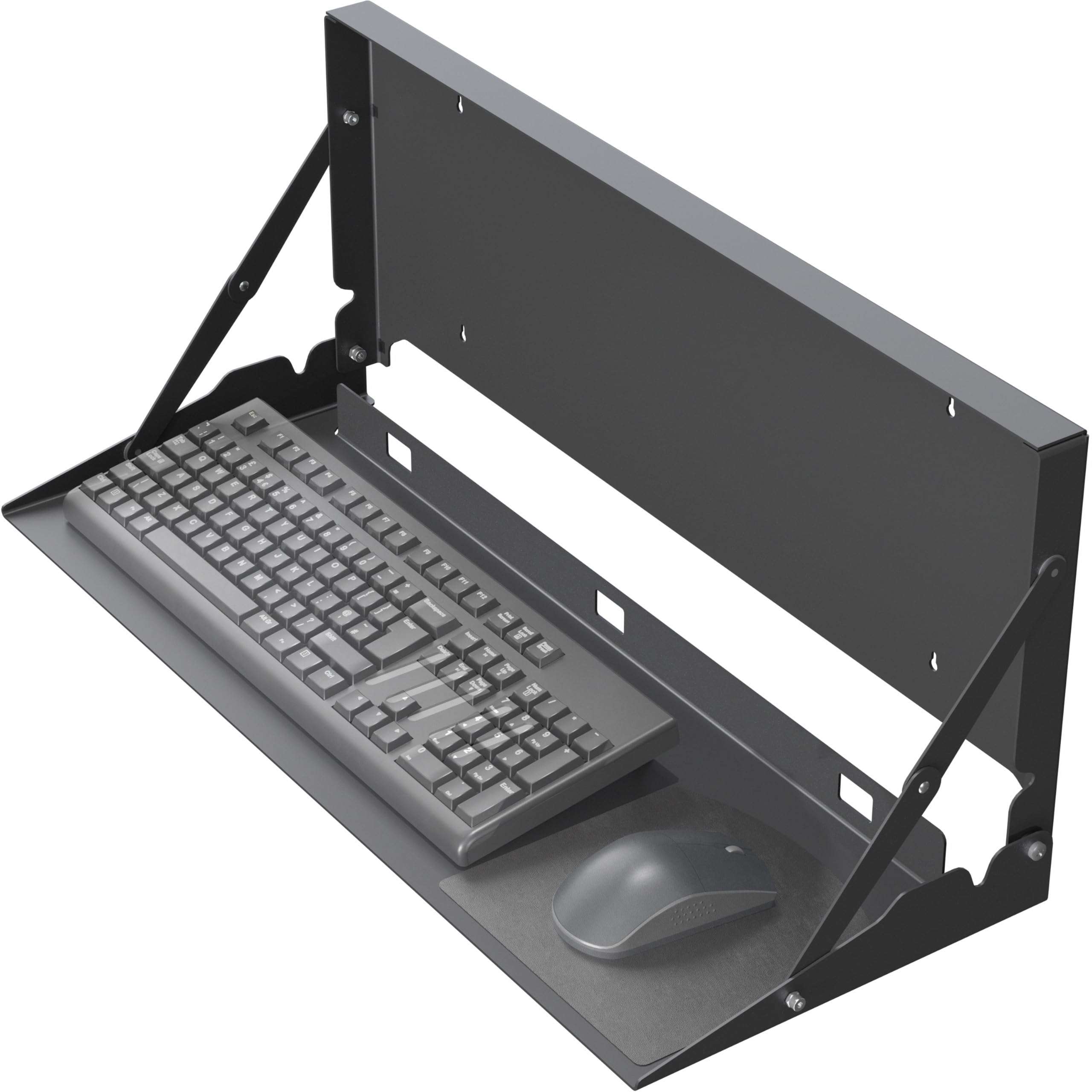 VIVO Flip Down 24 Inch Typing Platform Wall Mount, Fits Standard Size Keyboards and Mice, Space Saving Design, Mouse Pad Included, Black, Mount-FDKB1 - Image 1