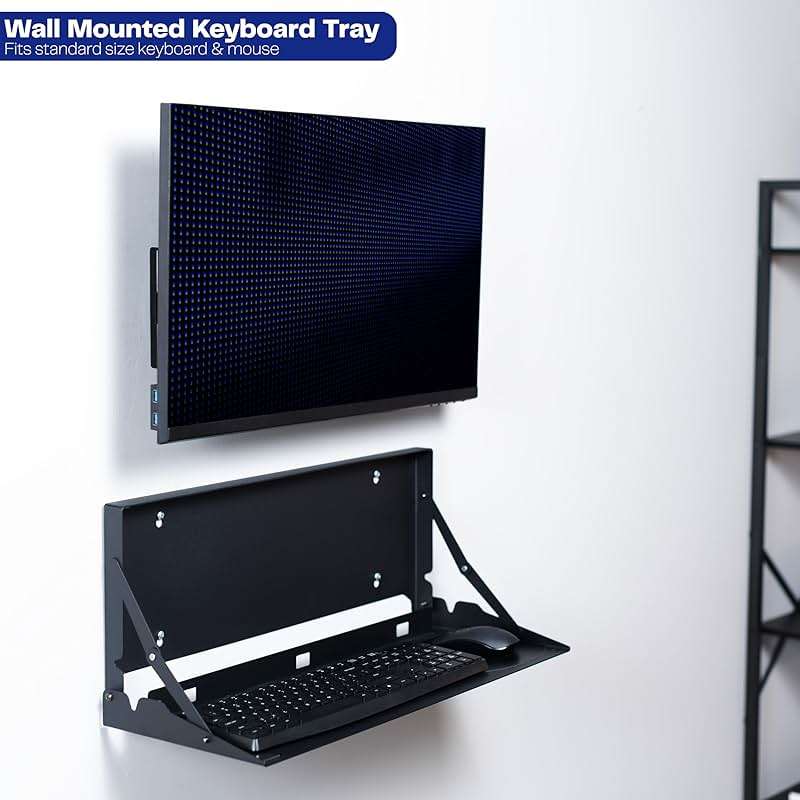 VIVO Flip Down 24 Inch Typing Platform Wall Mount, Fits Standard Size Keyboards and Mice, Space Saving Design, Mouse Pad Included, Black, Mount-FDKB1 - Image 3