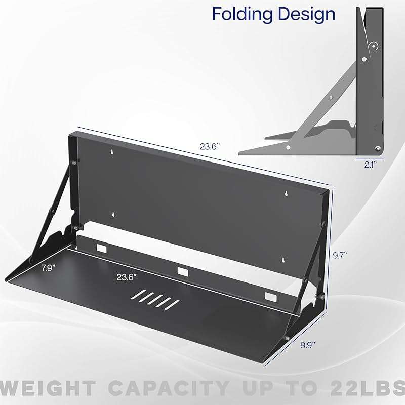 VIVO Flip Down 24 Inch Typing Platform Wall Mount, Fits Standard Size Keyboards and Mice, Space Saving Design, Mouse Pad Included, Black, Mount-FDKB1 - Image 4