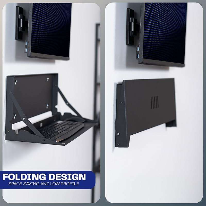 VIVO Flip Down 24 Inch Typing Platform Wall Mount, Fits Standard Size Keyboards and Mice, Space Saving Design, Mouse Pad Included, Black, Mount-FDKB1 - Image 5
