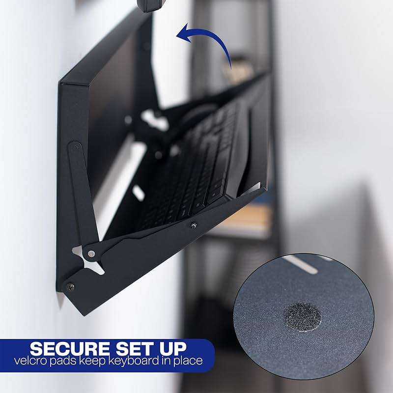 VIVO Flip Down 24 Inch Typing Platform Wall Mount, Fits Standard Size Keyboards and Mice, Space Saving Design, Mouse Pad Included, Black, Mount-FDKB1 - Image 6