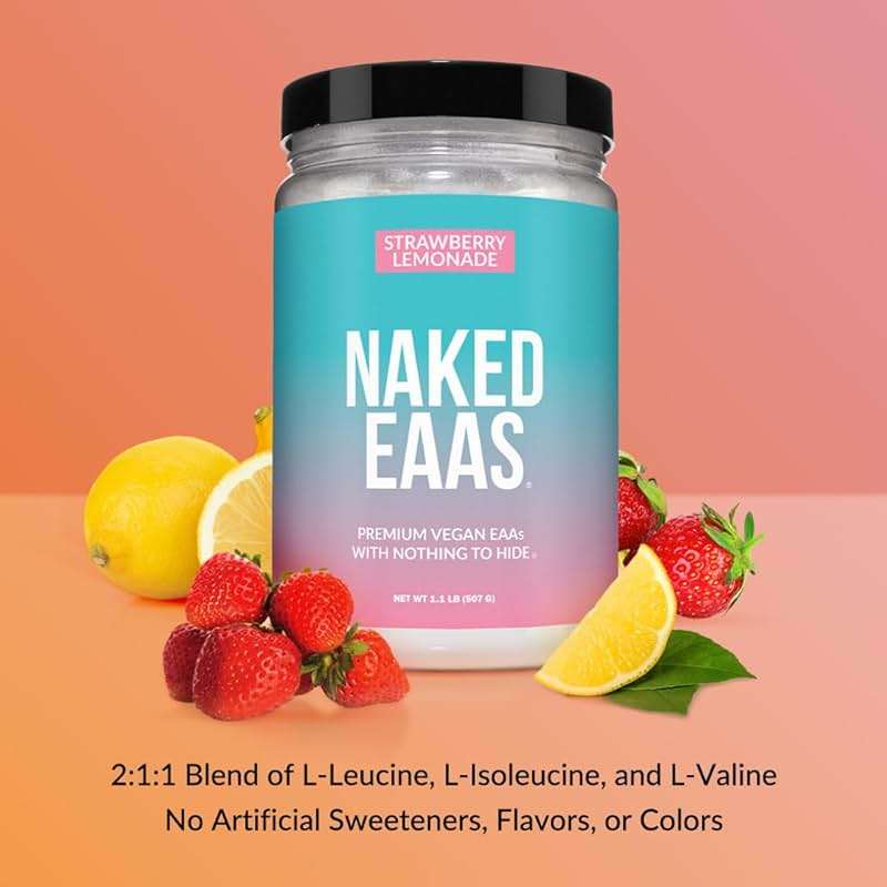 NAKED Strawberry Lemonade EAAs Amino Acids Powder, Vegan Essential Amino Acids, Instantized All Natural EAA Powder Supplement, 1.1LB - 26 Servings - Image 2