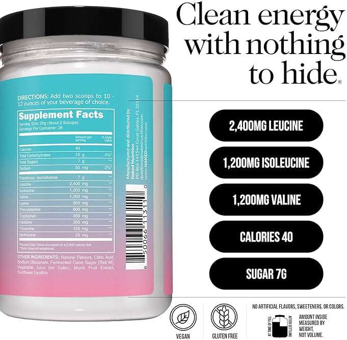 NAKED Strawberry Lemonade EAAs Amino Acids Powder, Vegan Essential Amino Acids, Instantized All Natural EAA Powder Supplement, 1.1LB - 26 Servings - Image 3