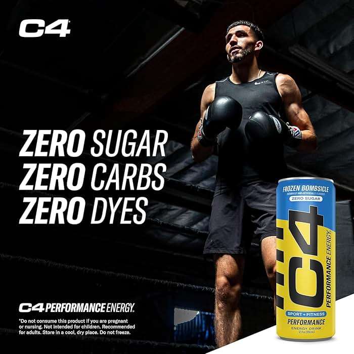 C4 Performance Energy Drink, Popsicle Variety Pack, Zero Sugar Carbonated Preworkout Energy, 200mg Caffeine with Beta Alanine, 12 Fl Oz (12 Pack) - Image 4