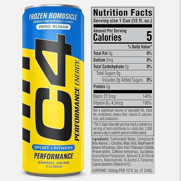 C4 Performance Energy Drink, Popsicle Variety Pack, Zero Sugar Carbonated Preworkout Energy, 200mg Caffeine with Beta Alanine, 12 Fl Oz (12 Pack) - Image 6
