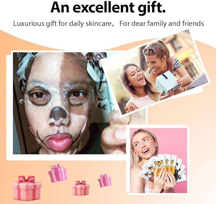 FeiCuiYun 8 Pack Animal Character Kids Face Masks Spa, Korean Soothe Facial Sheet Mask for All Skin Types, Spa Masks For Kid, Night Skincare Spa Party, Birthday Gifts for Women Men, (Animal 8Pcs) - Image 6