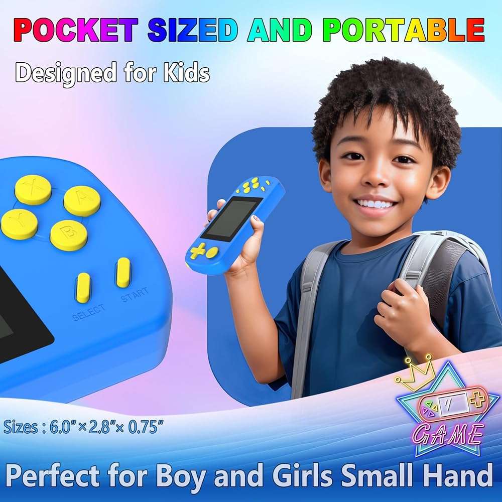 TEBIYOU Handheld Games for Kids Built-in 218 Video Games, Portable Kids Travel Toys for Ages 4-13 with Rechargeable Battery 3.0" HD Screen, Mini Gaming Player Birthday Gifts for Boys Girls (Blue) - Image 4