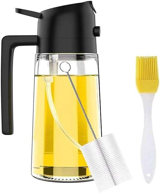 JAVELOX 2 in 1 Oil Sprayer & Dispenser for Cooking | 16oz/470ml Glass Olive Oil Sprayer with Brush | Oil Spray Bottle with Pourer, Food-grade Oil Mister for Air Fryer, Salad, Frying, BBQ (Black) - Image 8