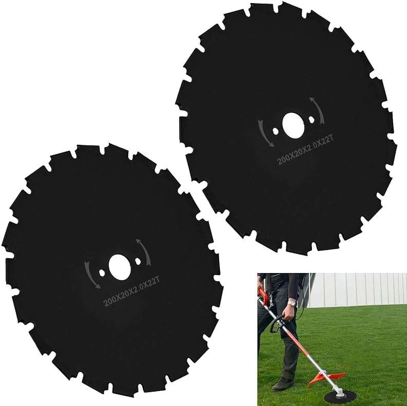 2 Pack 99944200131-8" Steel Brushcutter Blade 22 Tooth 20mm Bore, Replacement Blade for Echo SRM-210 SRM-225 SRM-230 SRM-260 SRM-280 Trimmers - Image 1